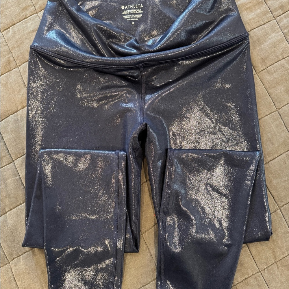Athleta Shimmer Dark Navy Leggings